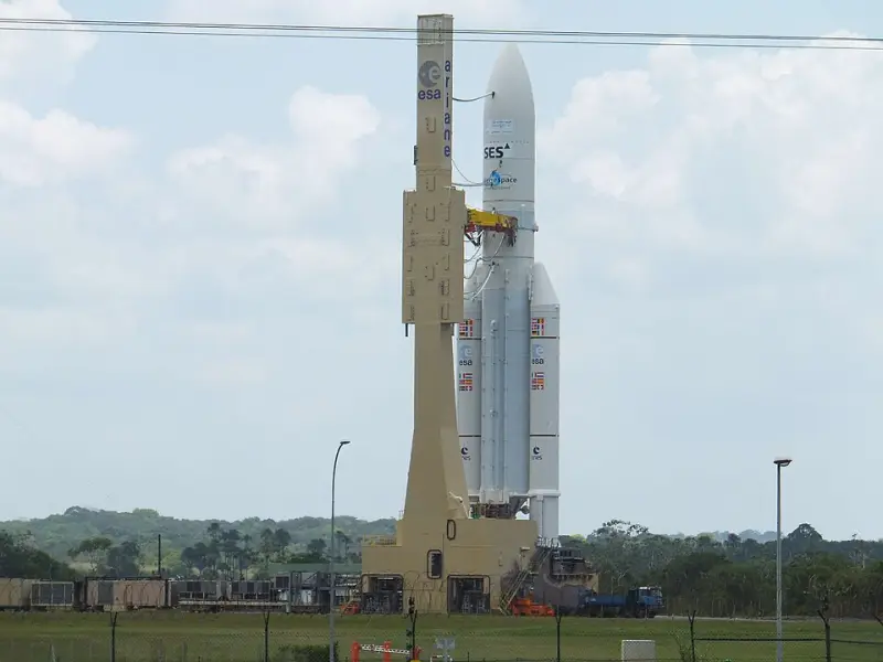 Ariane 5ECA on its way to launch pad ELA-3